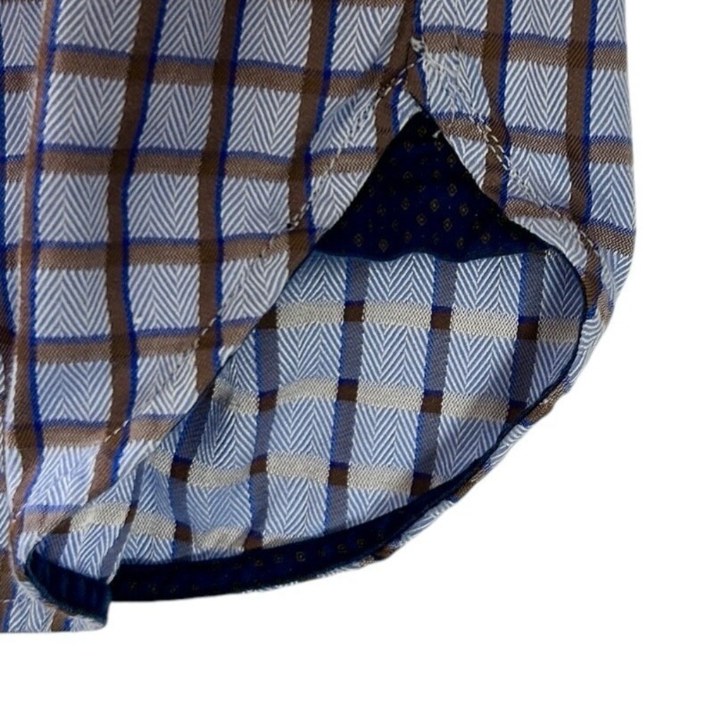 LUCHIANO VISCONTI Plaid Dress Shirt sz M Button Up Flip Cuff Business Casual - Picture 10 of 12